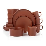 Lorren Home Trends Red Stoneware Dinnerware Set, 16 Piece, Service for 4, Microwave and Dishwasher Safe
