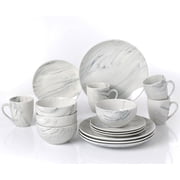 Lorren Home Trends Stylish and Elegant 16 Piece Multi-Marble Porcelain Dinnerware Set for Hosting Parties and Events - Set of 4