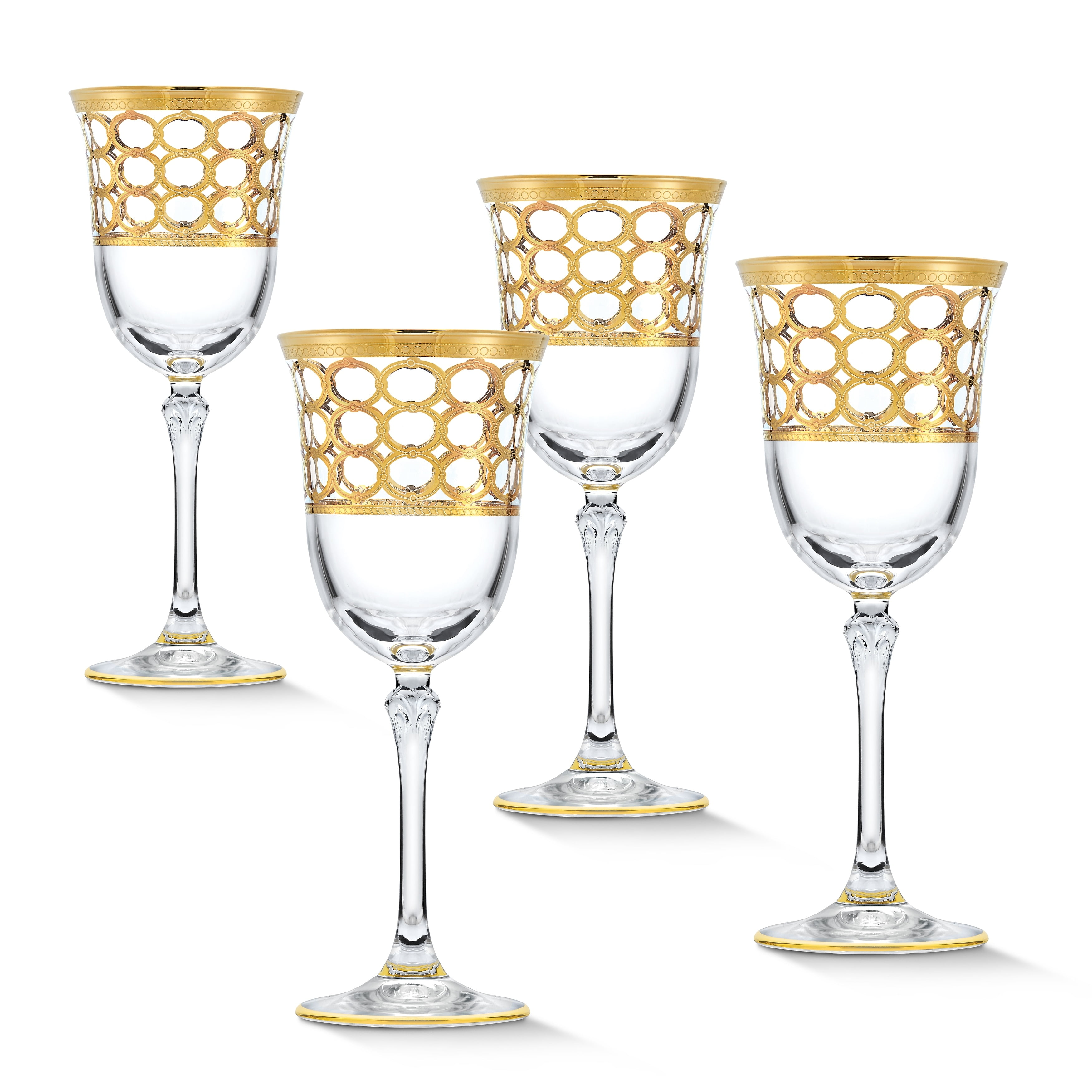 Infinity Gold Ring Handcrafted Crystal Wine Goblet Set of 4