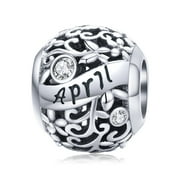 Lorrifal October 925 Sterling Silver Birthstone Charm Fit Pandora Bracelet for Women Girl