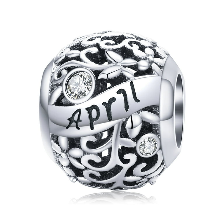 LAMOONY Charm Birthstone Charm 925 Sterling Silver Birthday Charm June Charm Love Charm Aniversary Charm for Pandora Charm Bracelet June