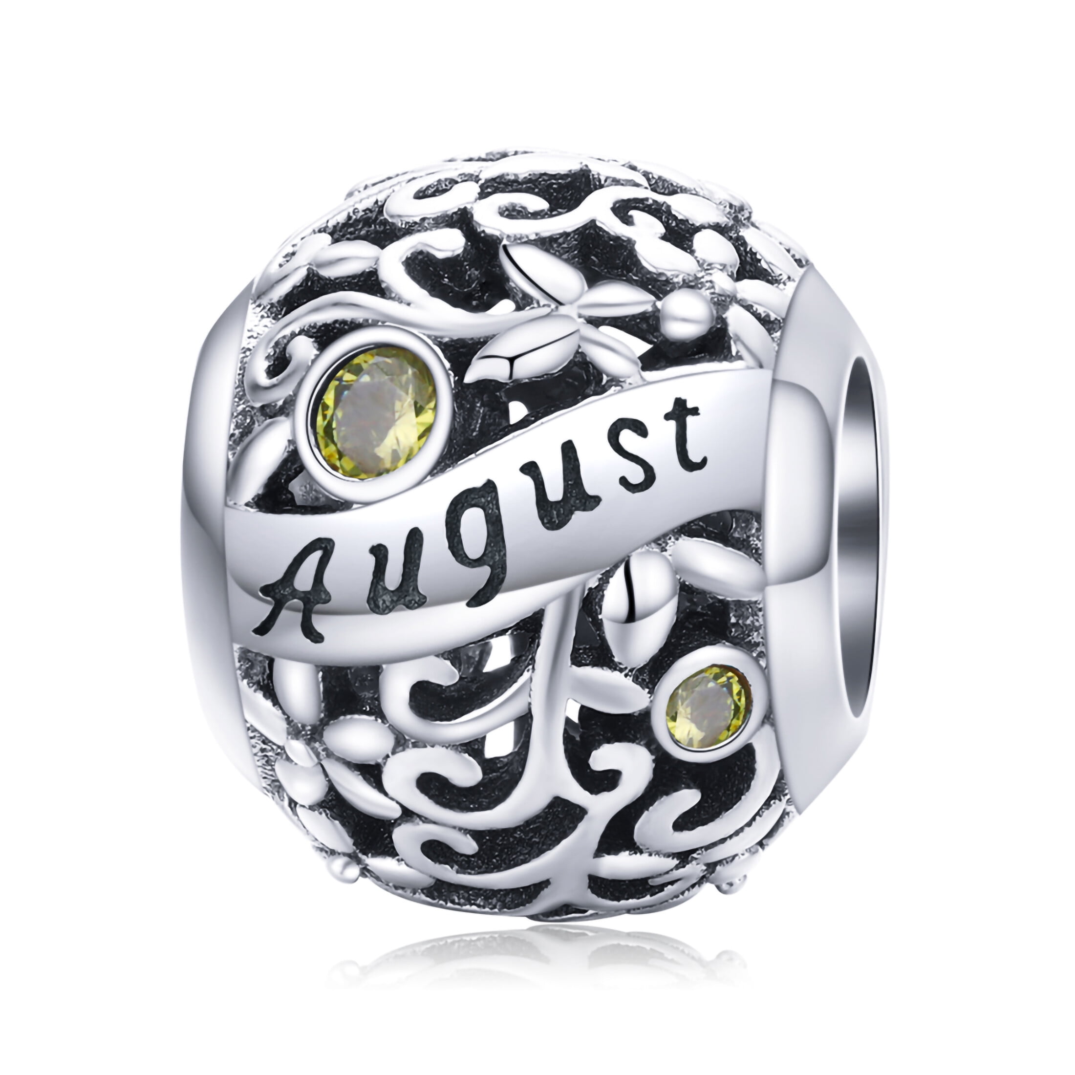 Lorrifal August 925 Sterling Silver Birthstone Charm Fit Pandora Bracelet for Women Girl Walmart