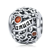 Lorrifal March 925 Sterling Silver Birthstone Charm Fit Pandora Bracelet for Women Girl