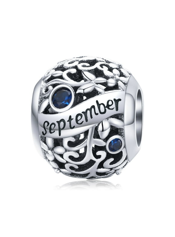 Lorrifal September 925 Sterling Silver Birthstone Charm Fit Pandora Bracelet for Women Girl