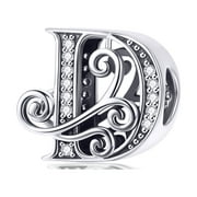 Lorrifal Solid 925 Sterling Silver Letter Initial B Charm Pandora European Bracelet Necklace Women Girl Jewelry Gift