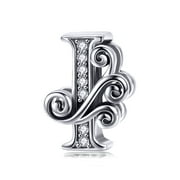 Lorrifal Solid 925 Sterling Silver Letter Initial B Charm Pandora European Bracelet Necklace Women Girl Jewelry Gift