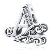 Lorrifal Solid 925 Sterling Silver Letter Initial B Charm Pandora European Bracelet Necklace Women Girl Jewelry Gift