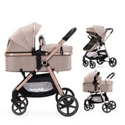 Lortsybab Baby Stroller with Bassinet Mode - Folding Infant Newborn Pram Stroller & Unisex Baby Carriage