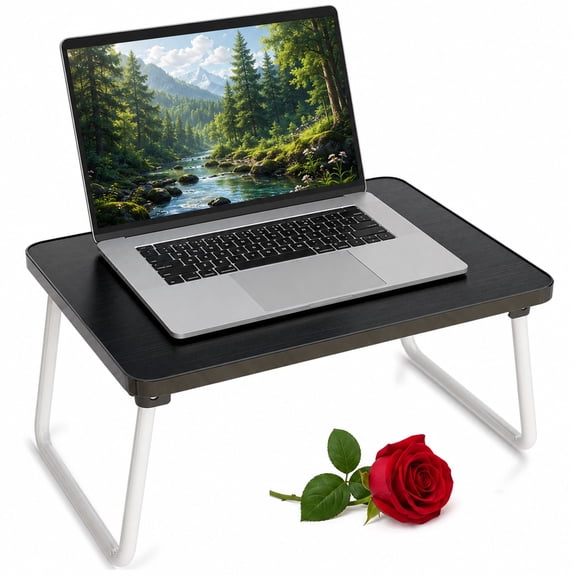 Lorveina Foldable Lap Desk Laptop Tray for Bed and Couch Black