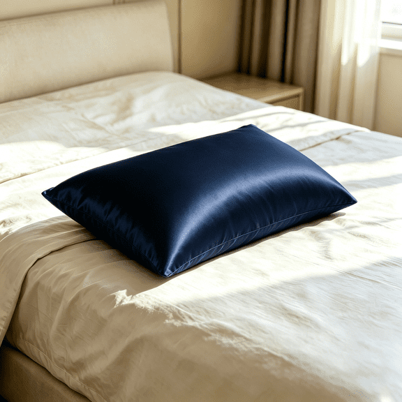 Lorviah 100% Mulberry Silk Pillowcase for Skin and Hair, King Size 20"x36", 1 Pack, Navy Blue