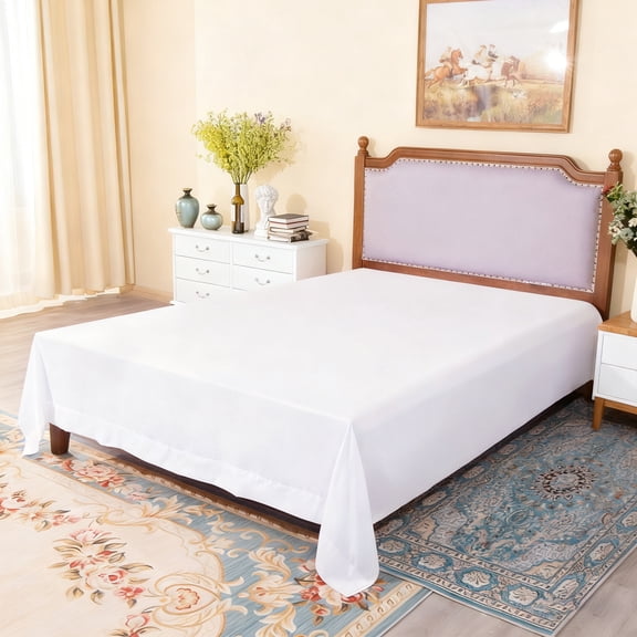 Lorviah 1800 Thread Count Soft Flat Sheet, Easy Care Breathable Cooling Top Sheet, California King Size, White