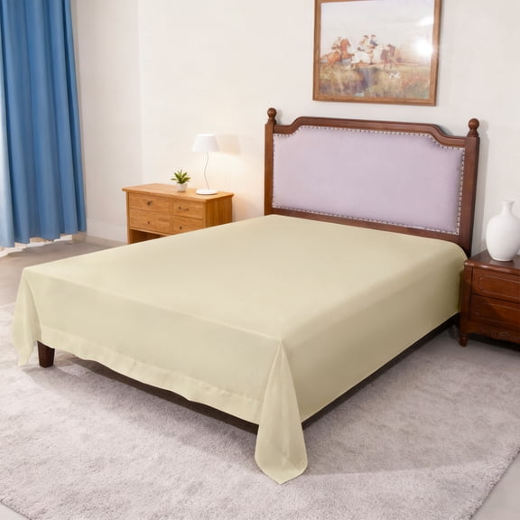 Lorviah 1800 Thread Count Soft Flat Sheet, Easy Care Breathable Cooling Top Sheet, King Size, Khaki