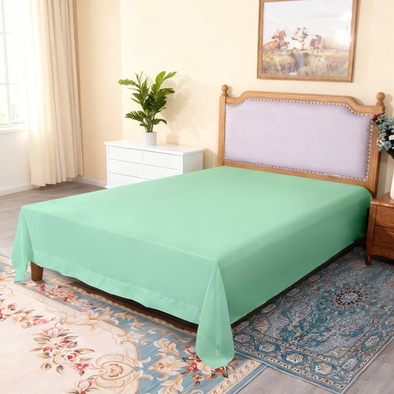 Lorviah 1800 Thread Count Soft Flat Sheet, Easy Care Breathable Cooling Top Sheet, King Size, Sea Green