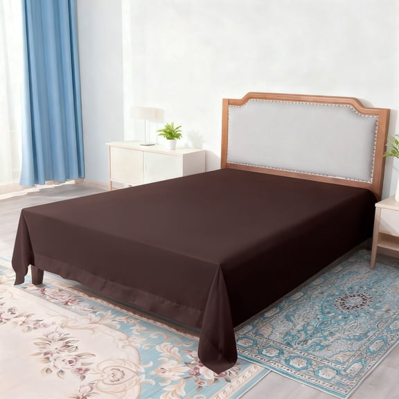 Lorviah 1800 Thread Count Soft Flat Sheet, Easy Care Breathable Cooling Top Sheet, Twin Size, Chocolate