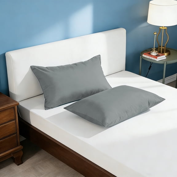 Lorviah 2 Pack Cotton Pillowcases, Ultra Soft & Luxurious 20"x30" Queen Size, Hypoallergenic, Envelope Closure, Dark Grey