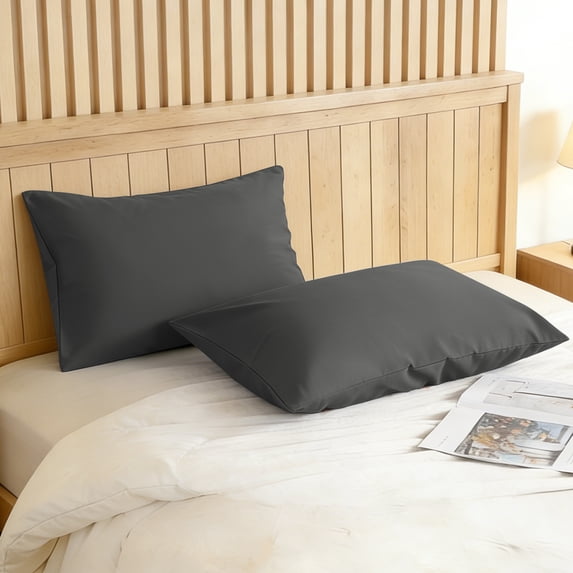 Lorviah 2 Pack King Pillowcases 20"x36", Premium Cotton Ultra Soft & Breathable Pillow Cases with Envelope Closure, Dark Gray