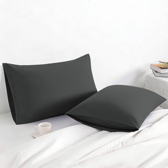 Lorviah 2 Pack Microfiber Pillowcases - Ultra Soft Breathable 20"x26" Pillow Cases with Envelope Closure - Standard Size - Dark Gray