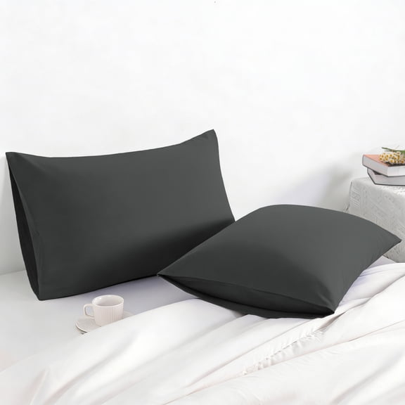 Lorviah 2 Pack Microfiber Pillowcases - Ultra Soft Breathable 20"x26" Pillow Cases with Envelope Closure - Standard Size - Dark Gray