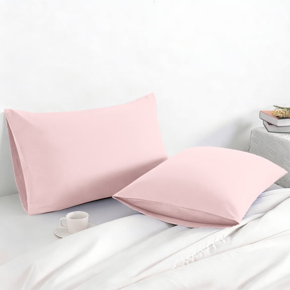 Lorviah 2 Pack Microfiber Pillowcases - Ultra Soft Breathable 20"x26" Pillow Cases with Envelope Closure - Standard Size - Light Pink
