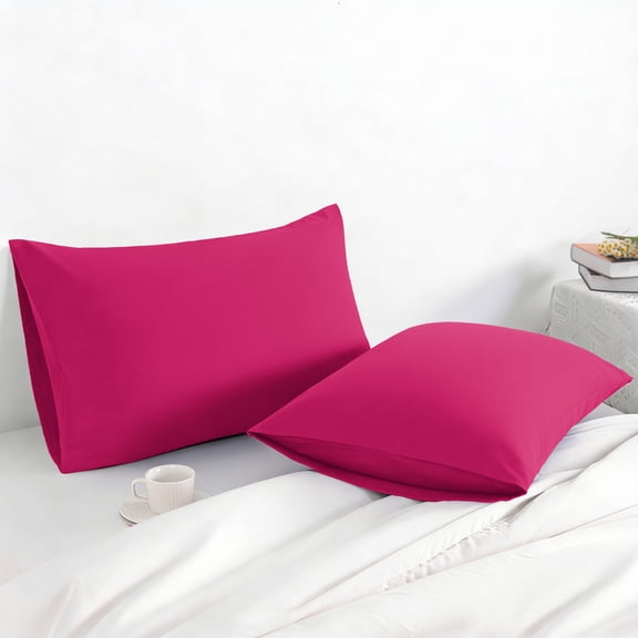 Lorviah 2 Pack Microfiber Pillowcases - Ultra Soft Breathable 20"x40" Pillow Cases with Envelope Closure - King Size - Magenta