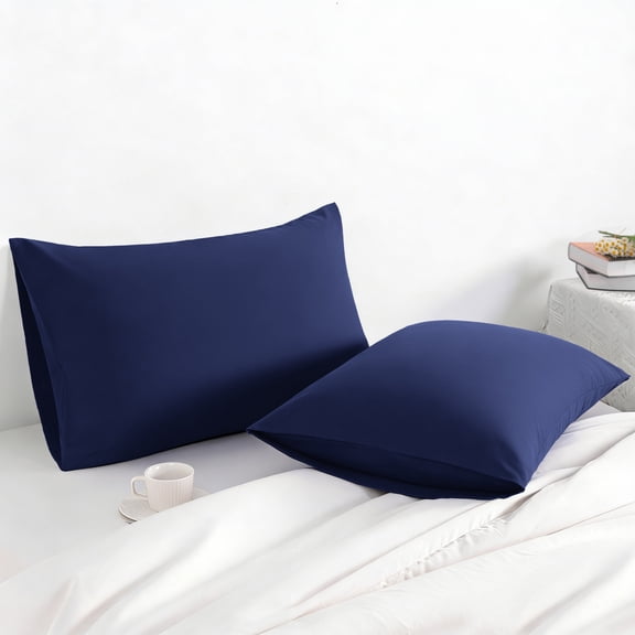Lorviah 2 Pack Microfiber Pillowcases - Ultra Soft Breathable 20"x40" Pillow Cases with Envelope Closure - King Size - Navy Blue