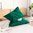 thumbnail image 1 of Lorviah 2 Pack Satin Pillowcases - Ultra Soft Cooling 20"x40" Pillow Cases for Hair & Skin, Hypoallergenic - Envelope Closure - King Size - Dark Green, 1 of 5