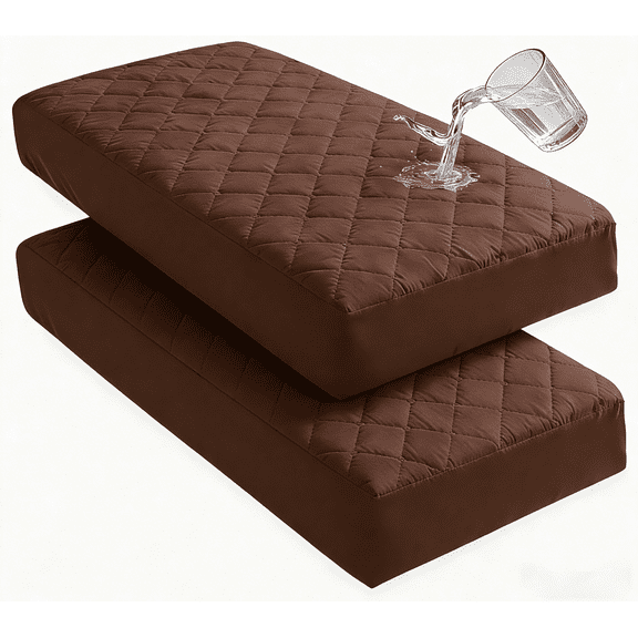Lorviah 2 Pack Waterproof Crib Mattress Protector 24"x38", Soft Quilted Fitted Sheet, Breathable Noiseless Hypoallergenic Mattress Cover, Coffee