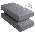 thumbnail image 1 of Lorviah 2 Pack Waterproof Crib Mattress Protector 28"x52", Soft Quilted Fitted Sheet, Breathable Noiseless Hypoallergenic Mattress Cover, Smoke Grey, 1 of 5