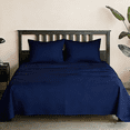 thumbnail image 1 of Lorviah 3 Piece Microfiber Sheet Set Twin Size - Wrinkle, Shrink & Fade Resistant Bedding - Includes Deep Pocket Fitted Sheet, Flat Sheet & Pillowcase - Navy Blue, 1 of 5