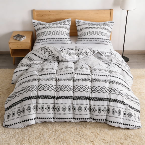Lorviah 3-Piece Queen Printed Duvet Cover Set, Ultra Soft & Breathable Comforter Cover Set, Bohemia