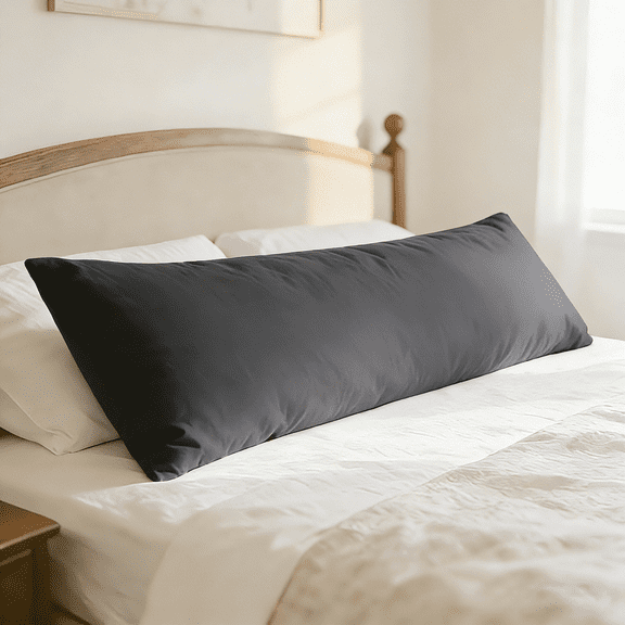 Lorviah Cotton Body Pillowcase - Ultra Soft & Luxurious 20"x54" Body Pillow Cover with Envelope Closure - 1 Pack - Charcoal Grey