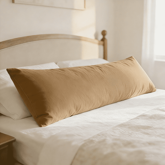 Lorviah Cotton Body Pillowcase - Ultra Soft & Luxurious 20"x54" Body Pillow Cover with Envelope Closure - 1 Pack - Khaki