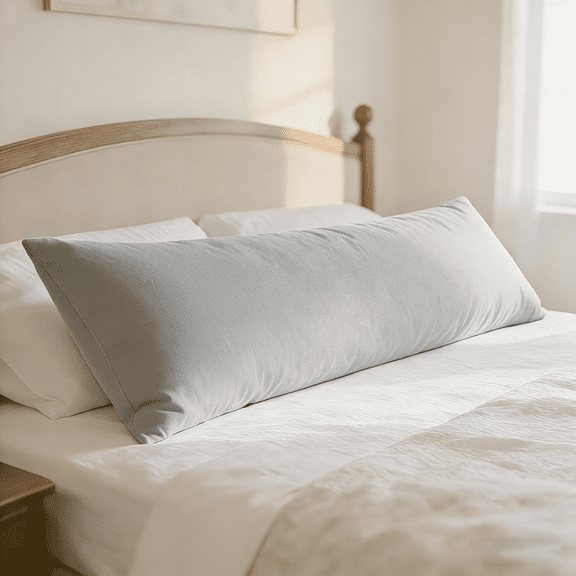 Lorviah Cotton Body Pillowcase - Ultra Soft & Luxurious 20"x54" Body Pillow Cover with Envelope Closure - 1 Pack - Light Grey