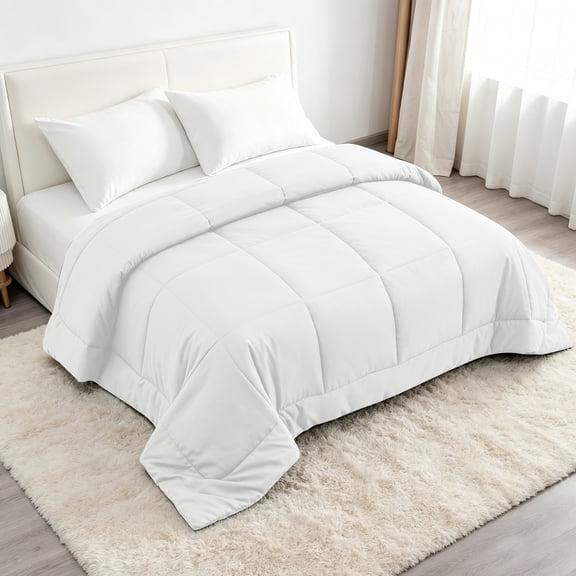 Lorviah King Down Alternative Comforter, All Season Duvet Insert, 8 Corner Tabs, Box Stitched Soft Bedding, 104x90 Inches, White