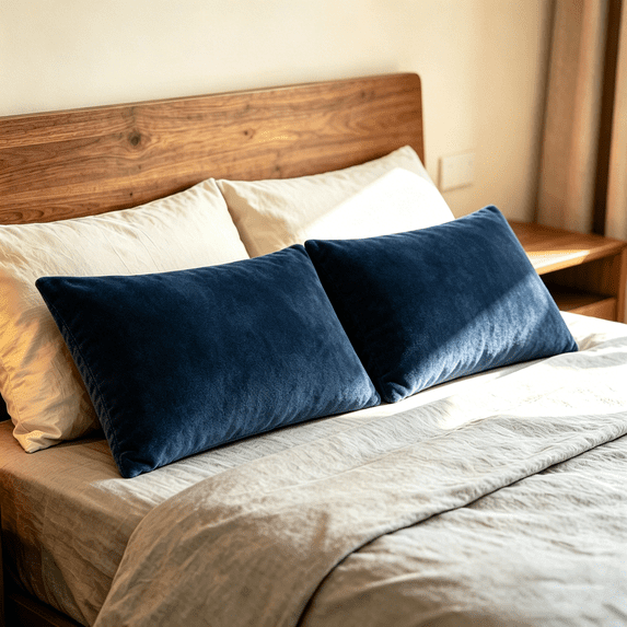 Lorviah King Velvet Pillowcases 2 Pack, Ultra Soft Hidden Zipper Pillow Cover, Luxury Cozy Fuzzy Bedding, 20x36 Inches, Navy Blue