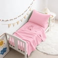 thumbnail image 1 of Lorviah Microfiber Soft Toddler Crib Sheet Set 3 Pieces, for Standard Crib Size, Pink, 1 of 6