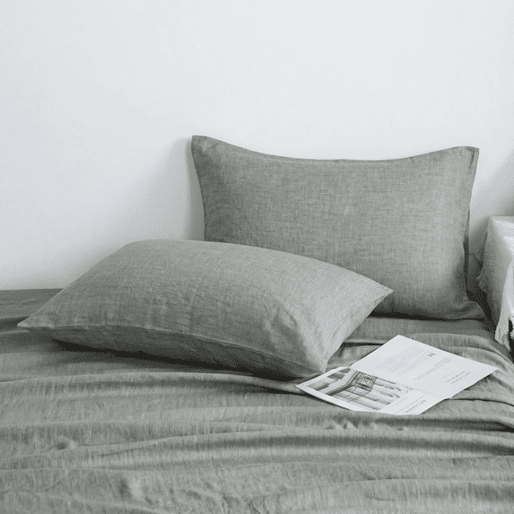 Lorviah Pillowcases Set of 2, 100% French Linen, Standard Size 20"x26", Ultra Soft Breathable Cooling Pillow Cases, Dark Grey