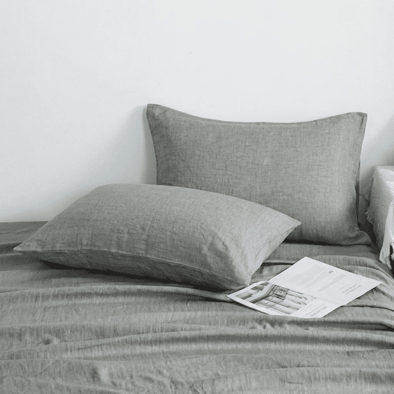 Lorviah Pillowcases Set of 2, 100% French Linen, Standard Size 20"x26", Ultra Soft Breathable Cooling Pillow Cases, Dark Grey