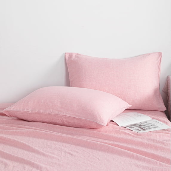Lorviah Pillowcases Set of 2, 100% French Linen, Standard Size 20"x26", Ultra Soft Breathable Cooling Pillow Cases, Pink