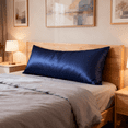 thumbnail image 1 of Lorviah Satin Body Pillow Cover - Ultra Soft Cooling 20"x54" Pillowcase for Hair & Skin, Hypoallergenic - Envelope Closure - 1 Pack - Navy Blue, 1 of 5