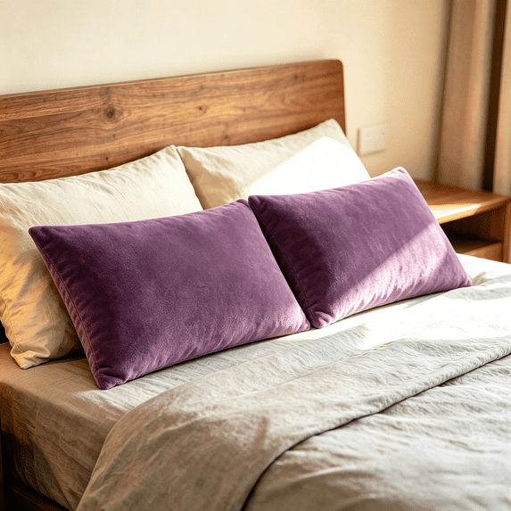 Lorviah Standard Velvet Pillowcases 2 Pack, Ultra Soft Hidden Zipper Pillow Cover, Luxury Cozy Fuzzy Bedding, 20x26 Inches, Purple