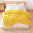 thumbnail image 1 of Lorviah Ultra Soft Flannel Twin Blanket, OEKO-TEX Certified, 60"x80", Machine Washable, Striped for Couch Sofa Bed, Yellow, 1 of 6
