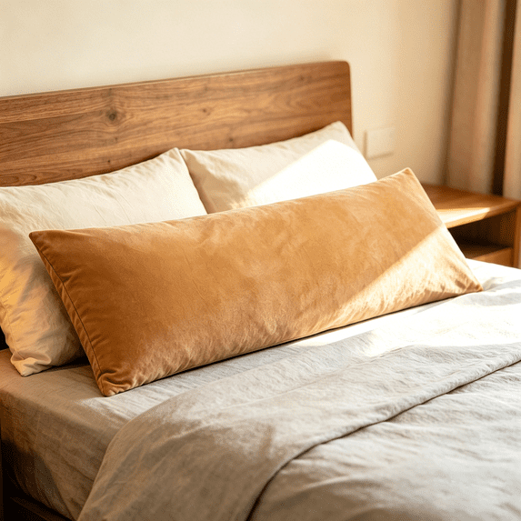 Lorviah Ultra Soft Velvet Body Pillow Cover 20"x54" 1 Pack, Breathable Long Pillowcase with Zipper Closure for All Seasons, Camel