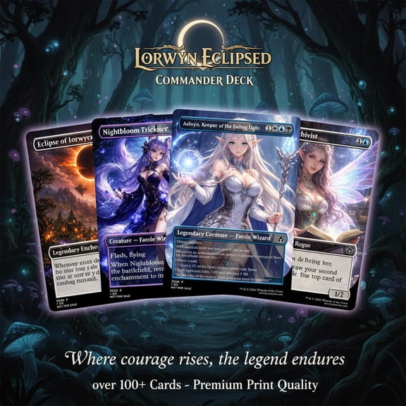Lorwyn Eclipsed MTG Commander Deck, Faerie Fantasy EDH Proxy Deck, Custom MTG Proxy Cards Card Size 24''x36'' DragonDecks