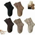 thumbnail image 1 of 2026 New 5 Pairs Women's Solid Mid-calf Socks, Soft Comfy Warm Thick Cute Knit Crew Socks Multipack, Fuzzy Thick Warm Winter Thermal Cotton Crew Socks, 1 of 6