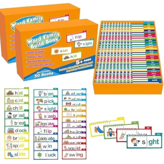 Lorynel Books, Shomily/Slynora Flip Books, Rowgins-Official Reading Cards, Rogins FlipBook, Word Family Build Book, Touch and Read Phonics Word Match, 30 Read and Rhyme FlipBooks (2 Set, 1)