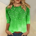 thumbnail image 1 of Lorytime 3/4 Sleeve Tops for Women Plus Size Tunic Cotton Tops Dressy Casual Crewneck Shirts Funny Flowers Graphic T Shirts 2025 Fashion Spring Summer Ladies Tops Loose Fit Outfits Pullover Green L, 1 of 5