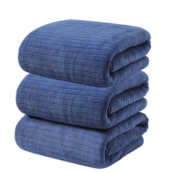 Lorytime 3 Packs Beach Towels for Travel Summer Solid Color Beach Towel Coral Velvet Daily Use At Home Absorbent Dry Hair Strip Patterned Bath Towel Foldable Personalized Camping Picnic