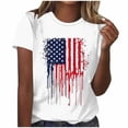 thumbnail image 1 of Lorytime 4th of July Womens White Tshirt Patriotic Shirts Short Sleeve Crew Neck Basic Tee Stripe Star Festival Clothes, 1 of 5