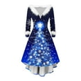 thumbnail image 1 of Lorytime 50s Style Formal Dresses for Women Christmas Printed Plush V-Neck A Line Dress Long Sleeve Party Dresses, 1 of 5